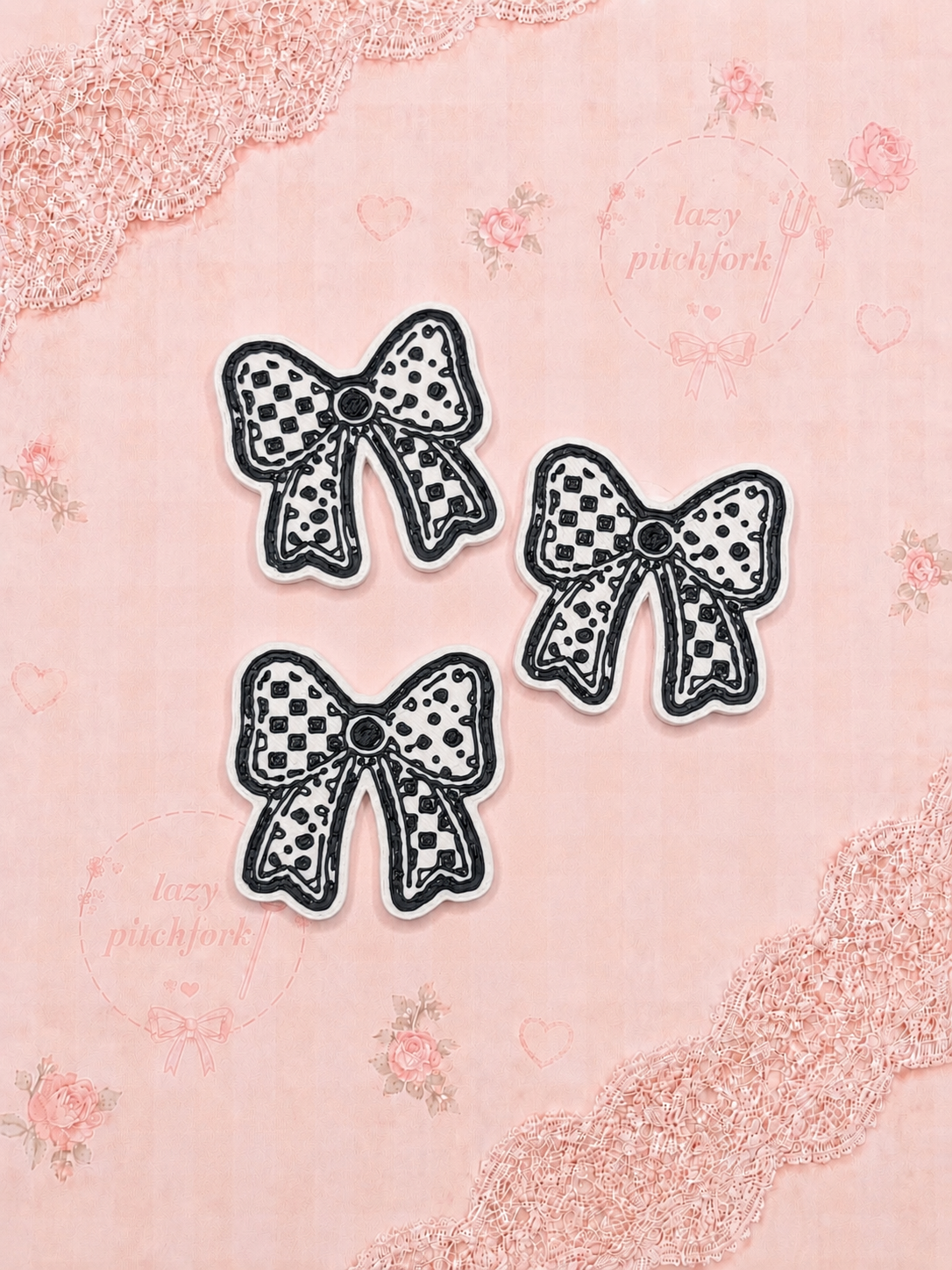 Checkered Polka Dot Bows Lid Charms