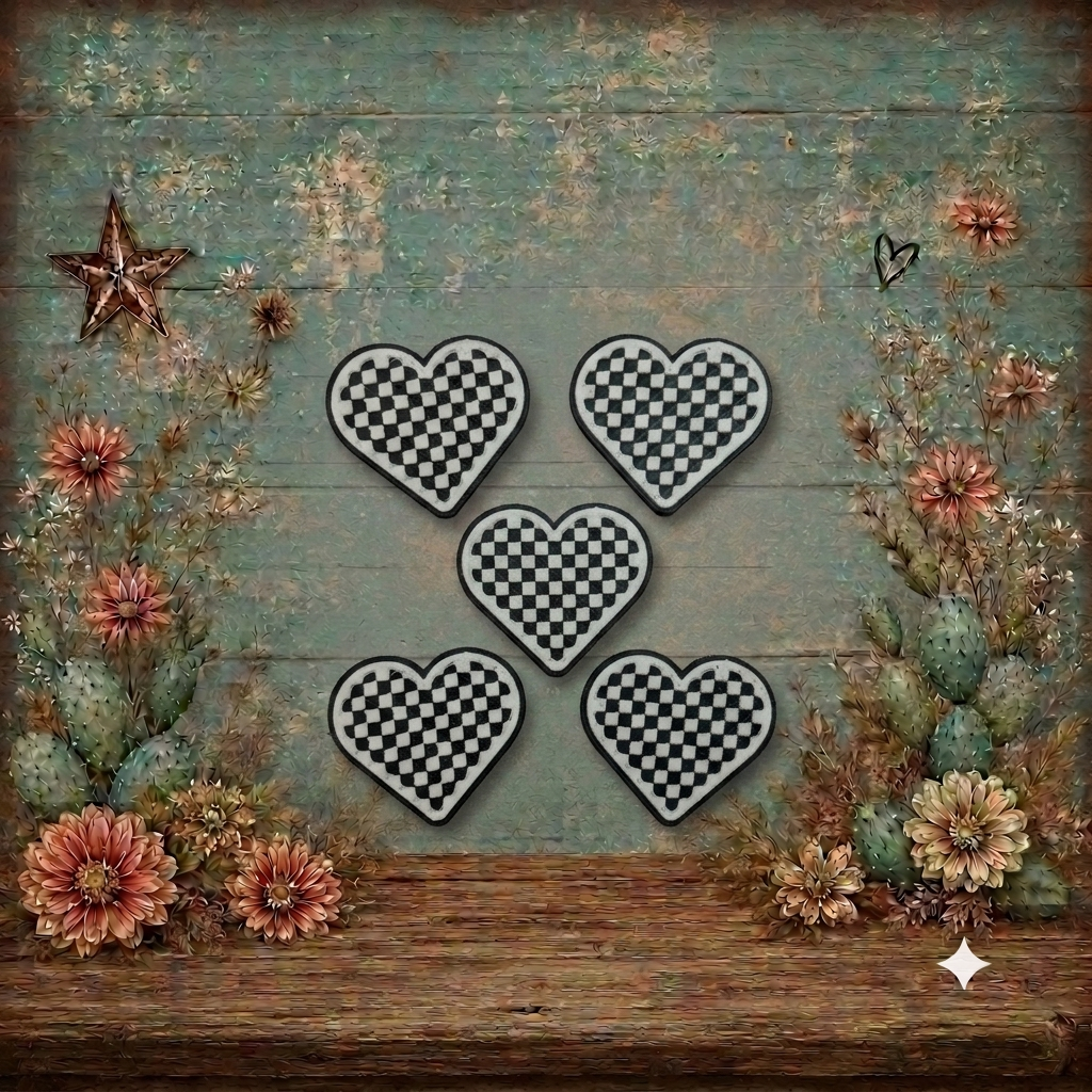 Checker Heart Lid Charms